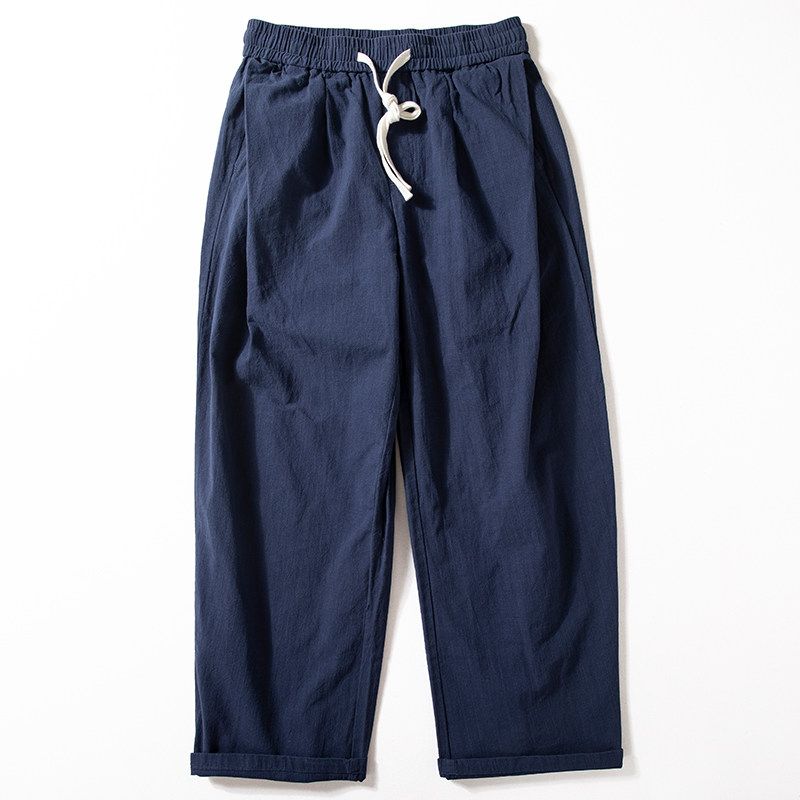 Pants Men's Spring and Autumn Cotton Straight Loose All-Match Casual Pants Trendy Brand Trendy Men's Wide Leg Drape Trousers