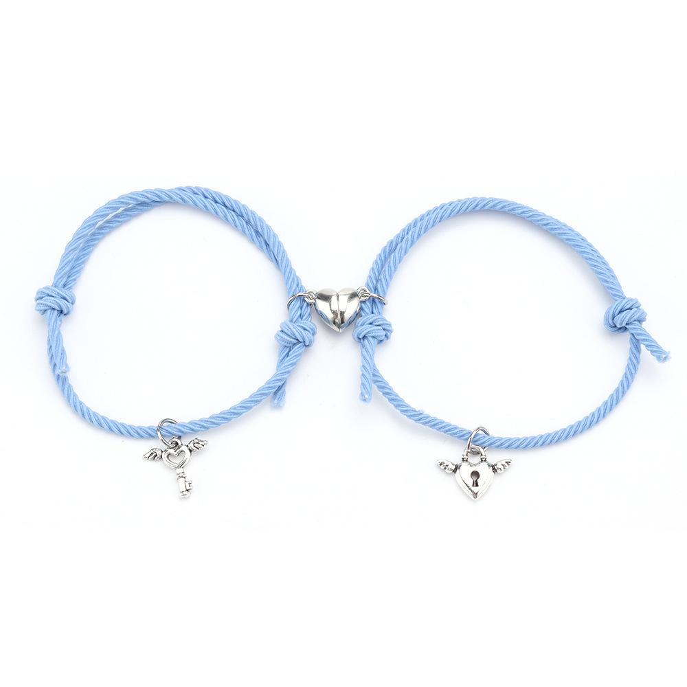 Bracciali Magnetici A Cuore Per Coppie, Corda Intrecciata Regolabile, Regalo Di Amicizia E Relazione