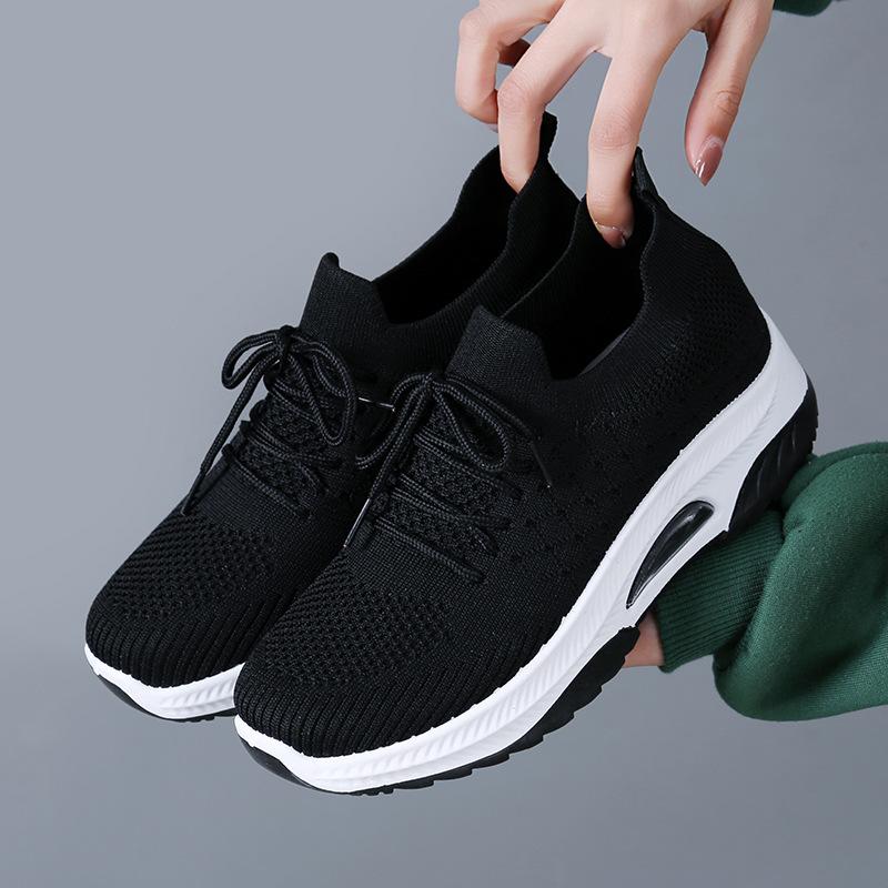 Shoes women's casual sports shoes women's fashion mesh shoes flying woven breathable women's shoes low heels are not tiring