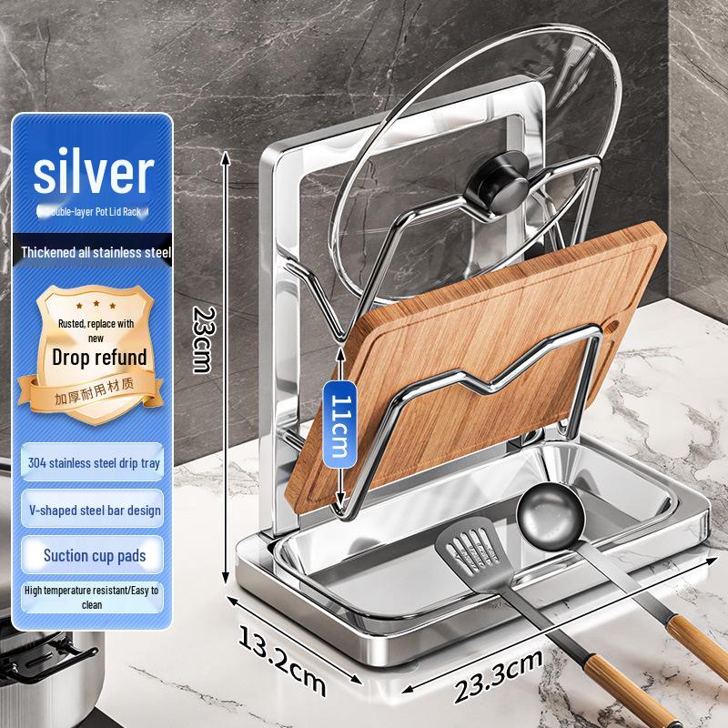 Multi-functional Kitchen Countertop Rack for Pot Lids, Spoons, and Spatulas