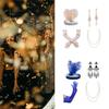 Punk Hair Hoop with Etiquettes Glove Carnivals Prom Party Earring&Pearl Necklace