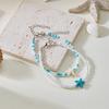 Cute Blue Starfish Beaded Anklets Set for Girls Matching Handmade Elastic Foot Bracelets Summer Holiday Jewelry Best Friend Gift