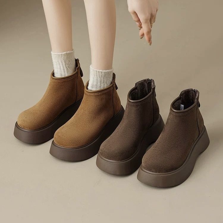 Popular Lightweight Cotton Boots Small Height Increase Women's Casual Fashion Versatile Thick-soled Snow Boots 2025 Autumn and Winter New Models