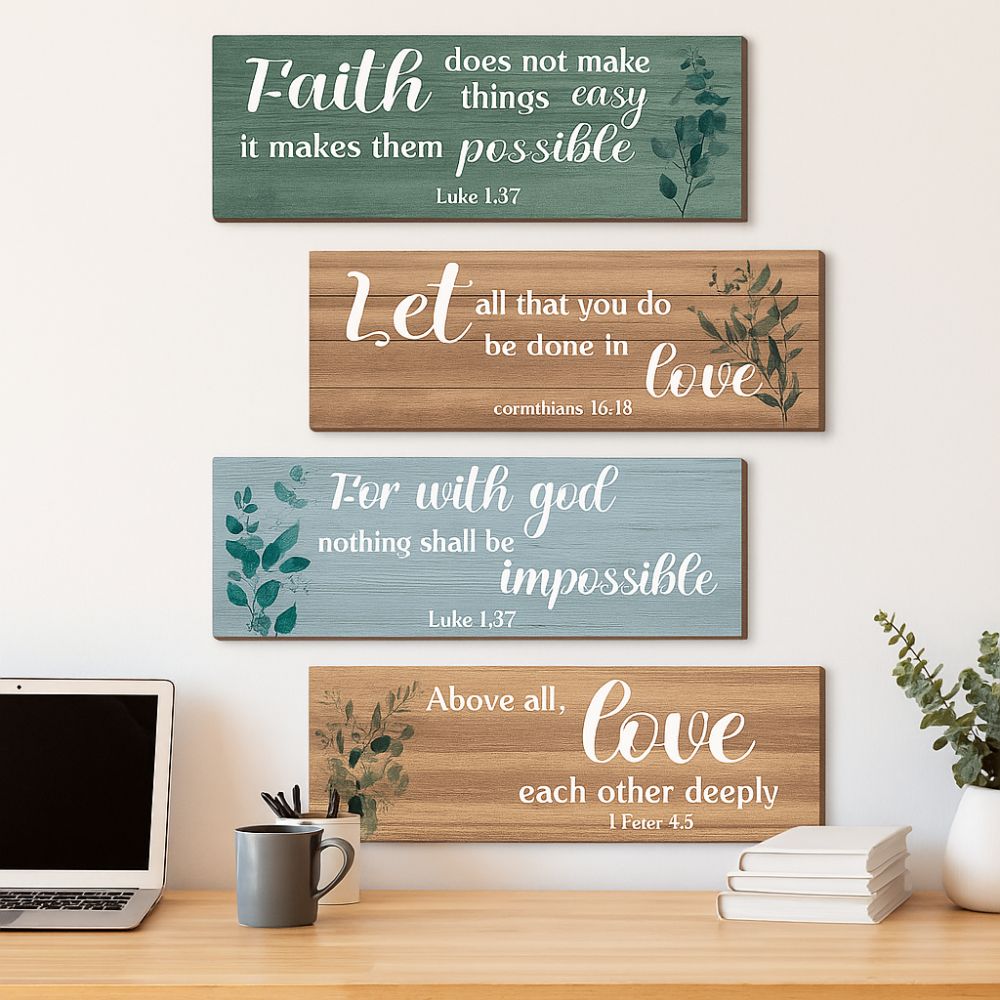 Modern Letters Plants Hanging Sign Wooden Wall Decor Paintings Floral Wall Art Room Decor