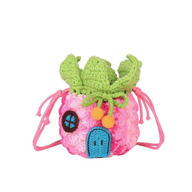 Mini Knit Pineapple Crossbody Bag With Flap Closure For Casual Daily Use