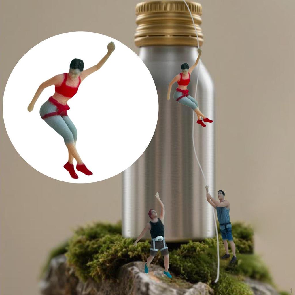 1/64 Miniature Figure Climbing Tiny Small Decorative Scene Figurine for Photography Prop