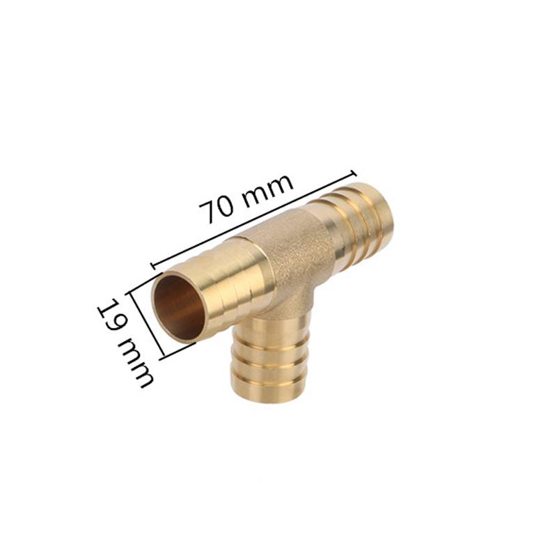 T-Form Messing Dorn Schlauchfitting T-Stück 6mm 8mm 10mm 12mm 14mm 16mm 19mm Schlauchrohr Dorn Kupfer Dorn Kupplung Verbinder Adapter