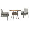 Garden Dining Set 3 Pcs Grey Poly Rattan