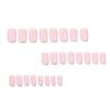24PCS French Tips Nail Stickers, Full Coverage Square Pink False Nails, White Trim Glossy Press on Nails for Women