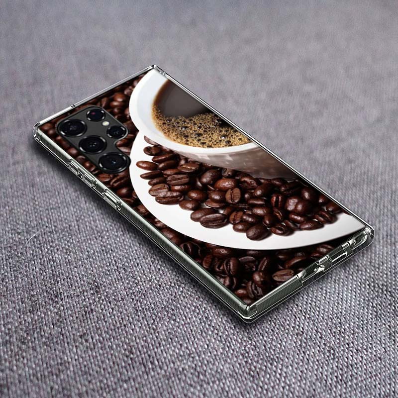 Newly Baked Coffee Beans Clear Phone Case for Samsung Galaxy S24 S23 S21 Plus S20 FE S22 S26 Ultra S25 Edge TPU Capa Cases Cover