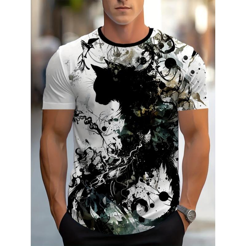Men s 3D printed T-shirt, fashionable street style short sleeves S