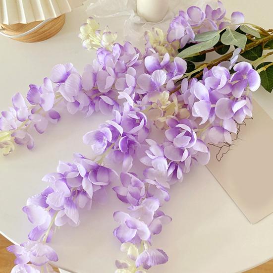 Künstliche Glyzinienblüte, künstliche Glyzinienranke mit langem Stiel für hohe Vasen, Heimdekoration, Partys, Hochzeiten, Blumenarrangements