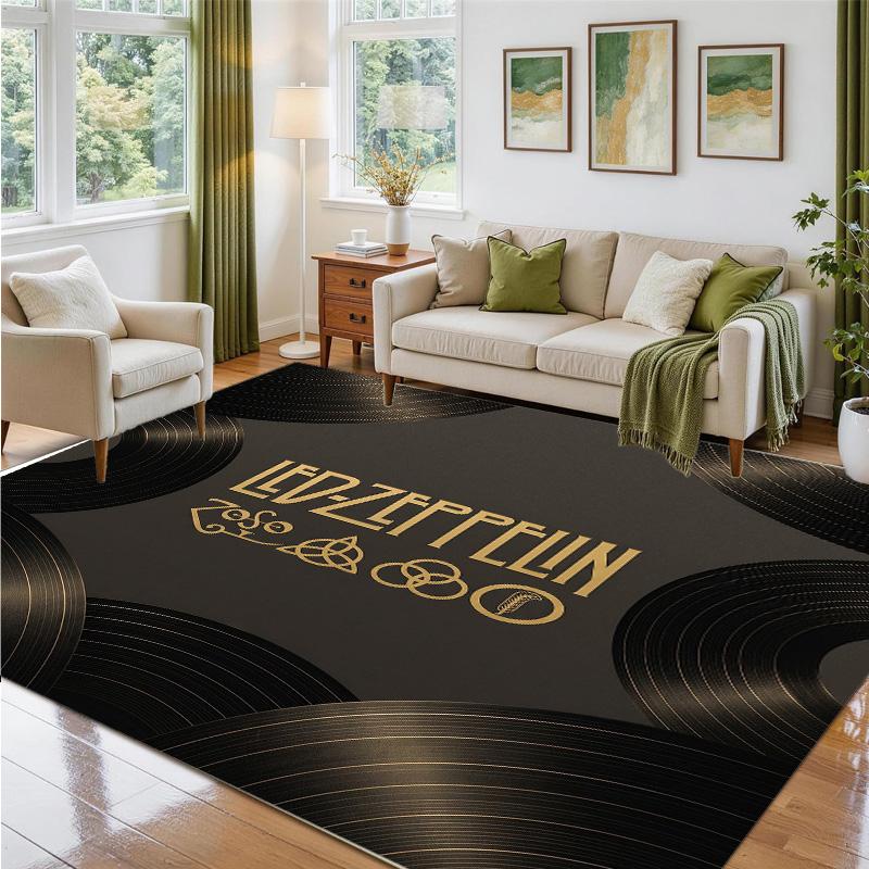 Led Zeppelin Design Crystal Velvet Rug Soft Decorative Mat for Bedroom Entrance