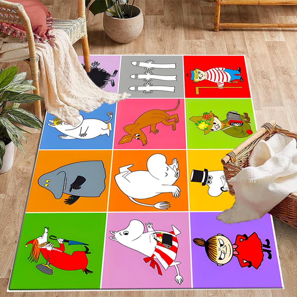 Tappeti Antiscivolo a Tema Avventura della Famiglia Moomin - Arredamento per la Casa in Poliestere, Adatti per Camere da Letto, Soggiorni, Ingressi, Studi e Decorazioni