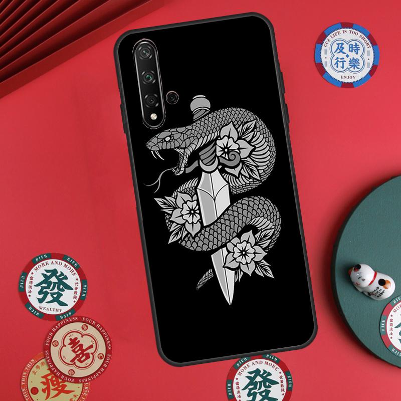 Snake Illustration Art For Huawei Nova Y60 Y70 Y90 Y72 Y73 Y61 Y91 7i 8i 11i 12i 12s 9 10 SE P20 P30 P40 Lite Case