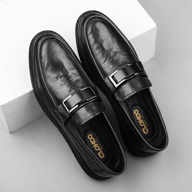 Fashion High Quality Men Casual Leather Shoes Fashion Flat Designer Business Shoe Comfy Antiskid Driving Loafers Soft Bottom Office Shoe