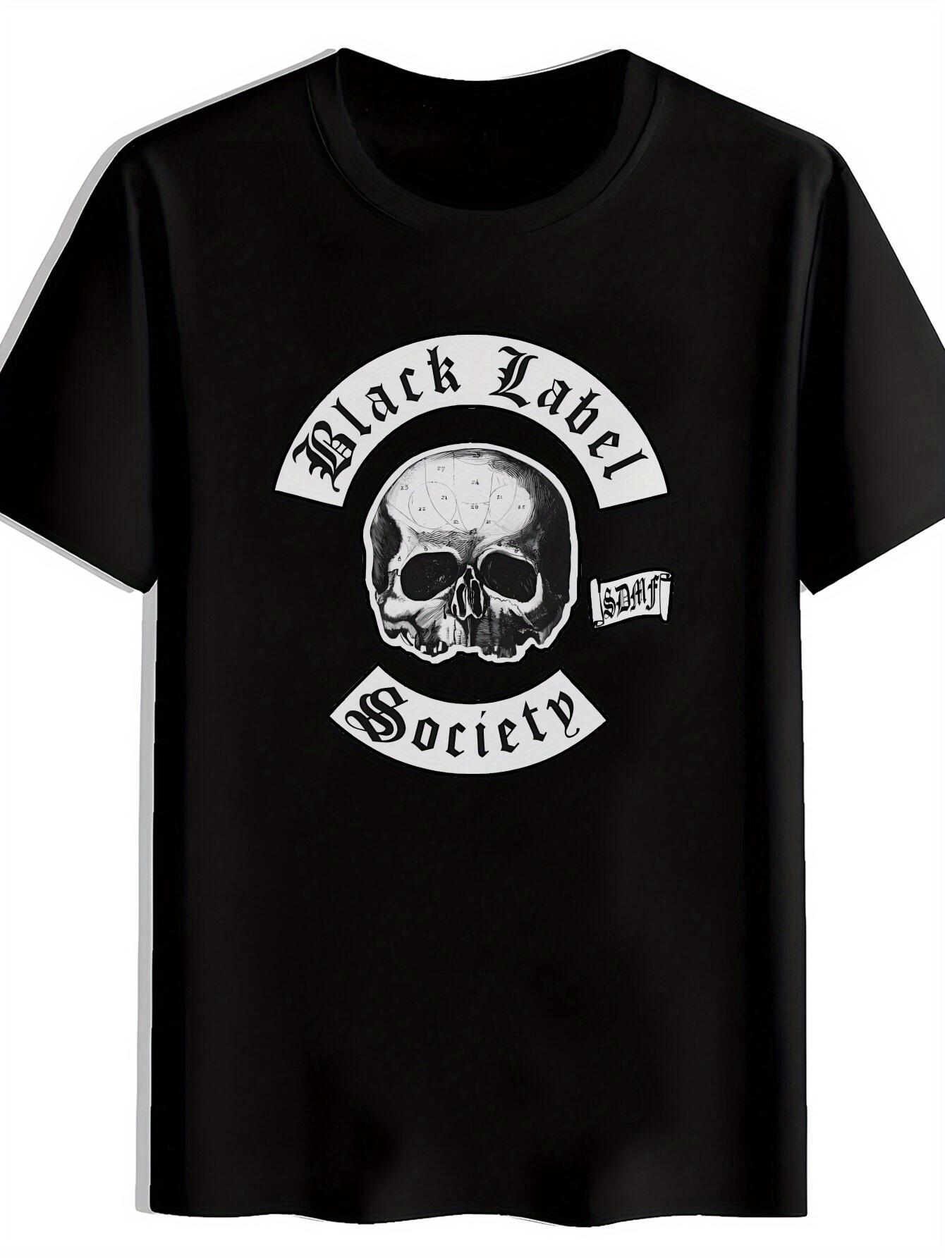 Vintage Rock Band Graphic T-shirt - Black Skull & Crossed Wrenches Design with BLACK LABEL SOCIETY Print L