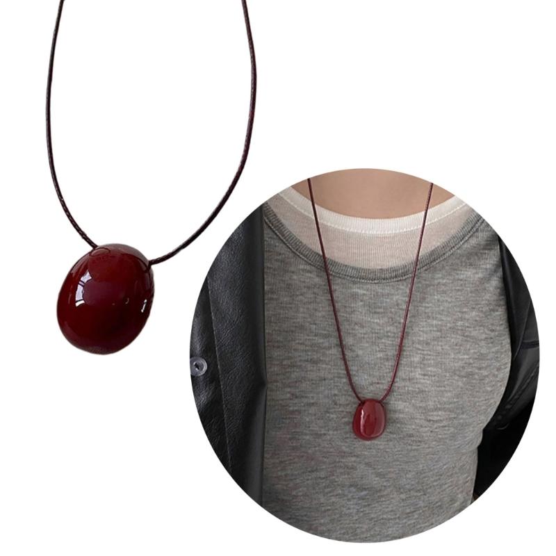 Simple Geometric Oval Pendant Necklace Fashionable Sweater Chain Fashion Jewelry Accessory Present for Women and Girls