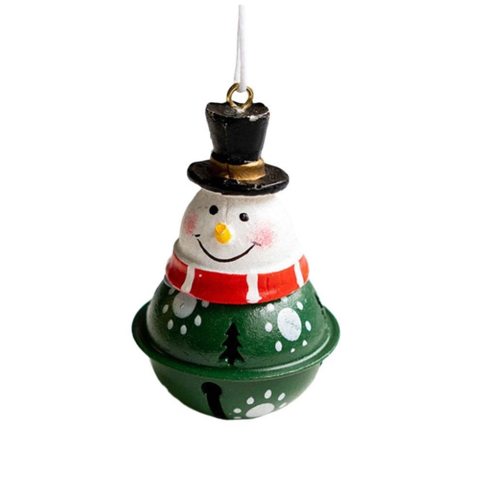Iron Art Christmas Santa Bell Pendant Cute Xmas Tree Ornaments Snowman Bell Pendant  Christmas