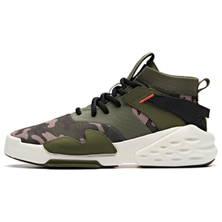 

New Anta Wear Resistant Slip Resistant Mid Top Skateboard Shoes Men s Green Black White 11918081-6 40.5