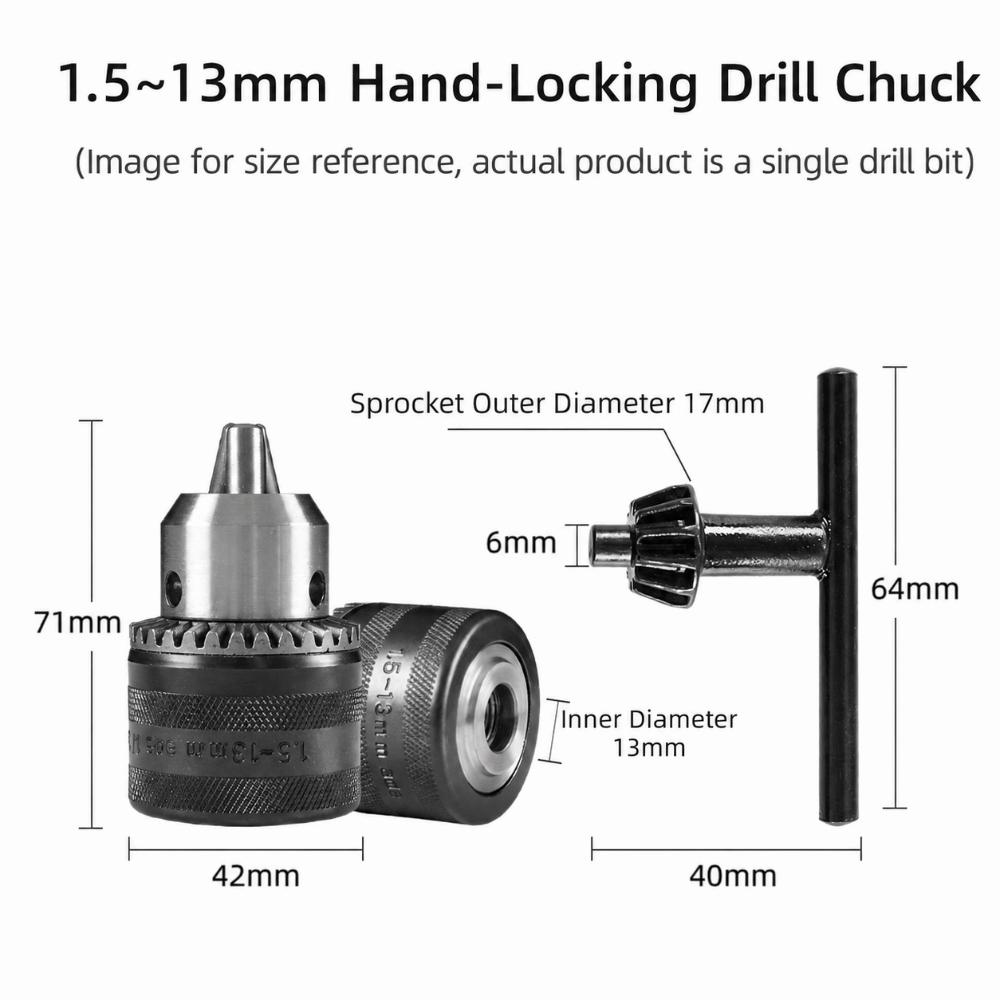 1.5-13mm Capacity Drill Chuck Tool Kit 3/8-24UNF Thread Drill Chuck Adapter For Hand Drills