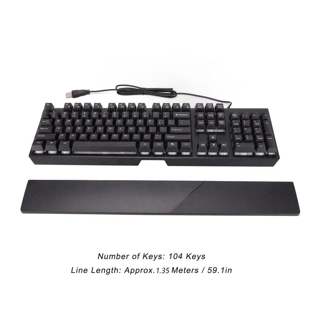 RGB Wired Keyboard with Wrist Rest 104 Keys Clr Characters Good Resilience Mechanical Feel Keyboard for   Gaming