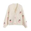 Versatile V-neck 3D Strawberry Knit Cardigan - Sweet, Fashionable, and Gentle Sweater