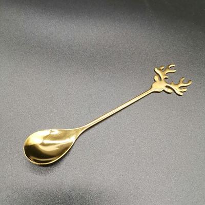 Creative Spoon Antlers Shape Stainless Steel Coffee Spoon Dessert Spoon Ice Christmas Antlers Tea Tiny Stirring Spoons