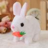 Electric Plush Bunny Toy with Carrot Interactive Walking Rabbit Plushie Handmade Toddlers Educational Jumping Simulation Stuffed Animal Toy