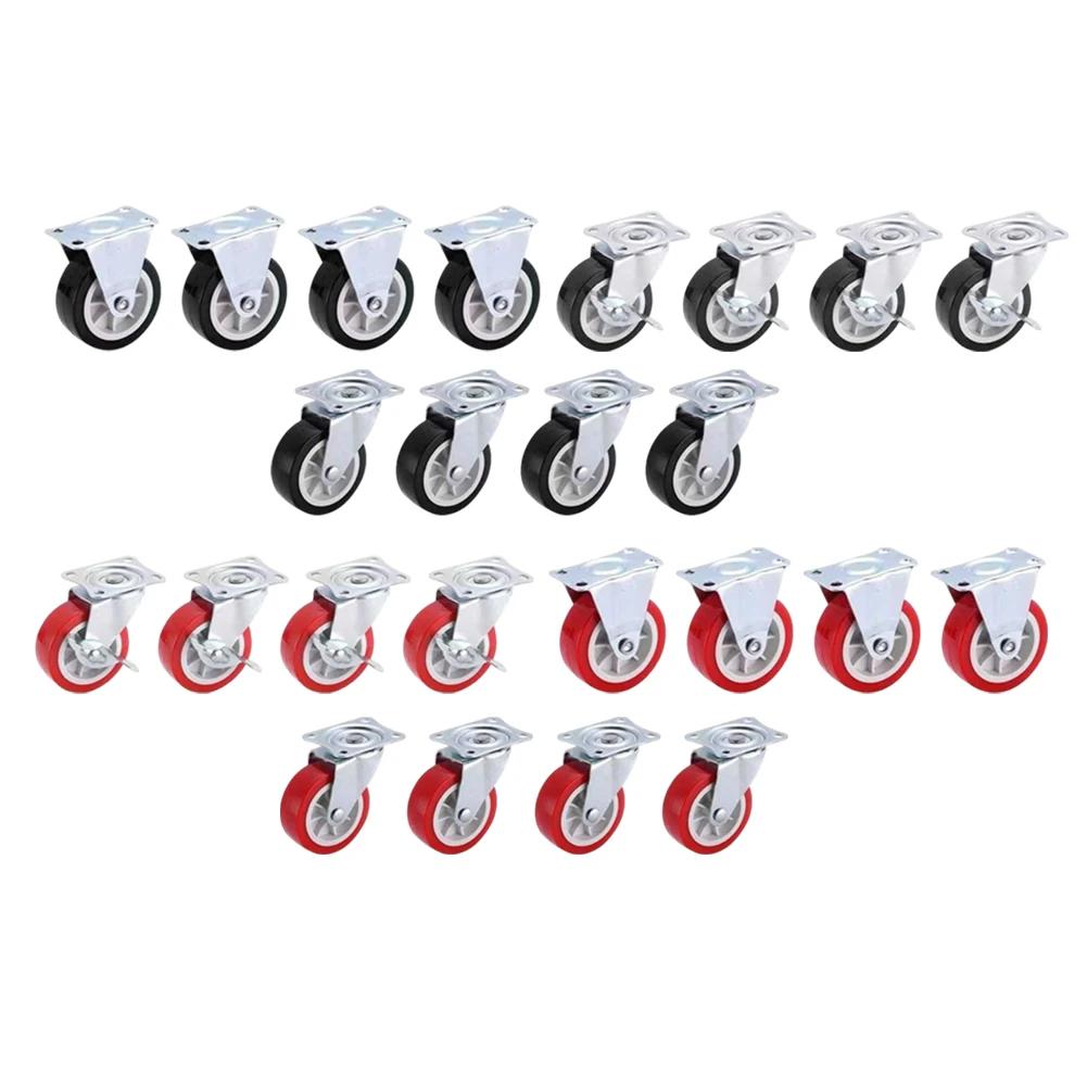 For Home Furniture Caster Wheels Swivel Plate Easy Navigation No Floor Marks 50kg Load Per Caster For Workbenches