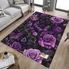 1PC Purple Roses Butterfly Non-Slip Floor Carpet, Office, Family, Bedroom, Studio - Large Area Rug, Vibrant Colors, Longlasting Material-C0463