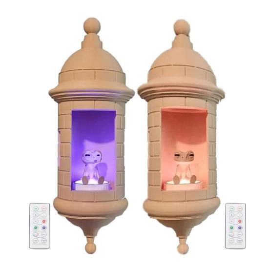 1/2Pcs Puerto Rican Garita Wall Coqui Lamp Battery Powered 3D Printed Frog Bedroom Living Room Outdoor Garden Wall Mount LED Light
