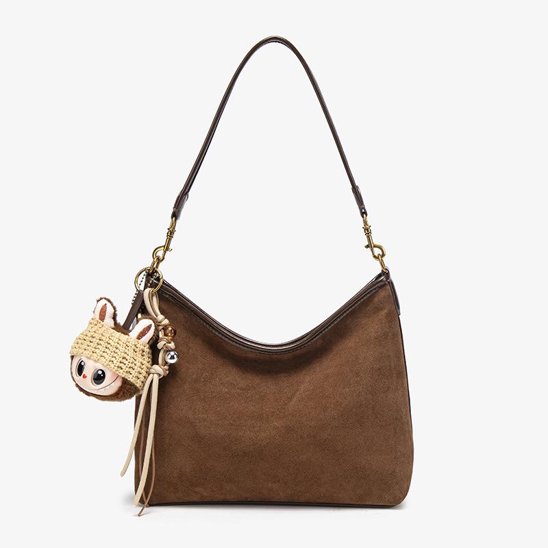 Retro Suede Leather Square Crossbody Shoulder Bag - High-Sense Autumn/Winter Niche Design коричневый