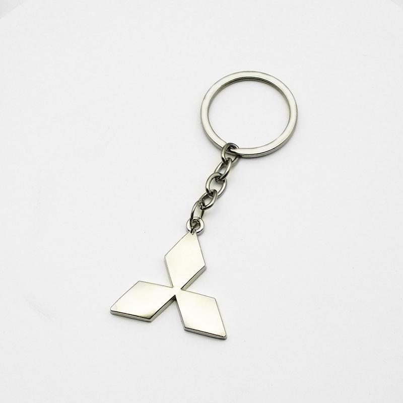 1Pc 3D Metal/Leather Car Logo Keychain For Mitsubishi Lancer Outlander Pajero ASX EX L200 Colt Auto Key Chain Key Ring Accessory