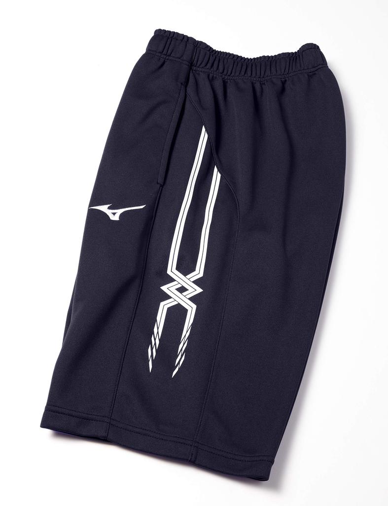 Mizuno Training Wear Warm-Up Shorts, Moisture-Wicking, Quick-Drying, Unisex, Size 14, Navy, Size L, 32JD8002