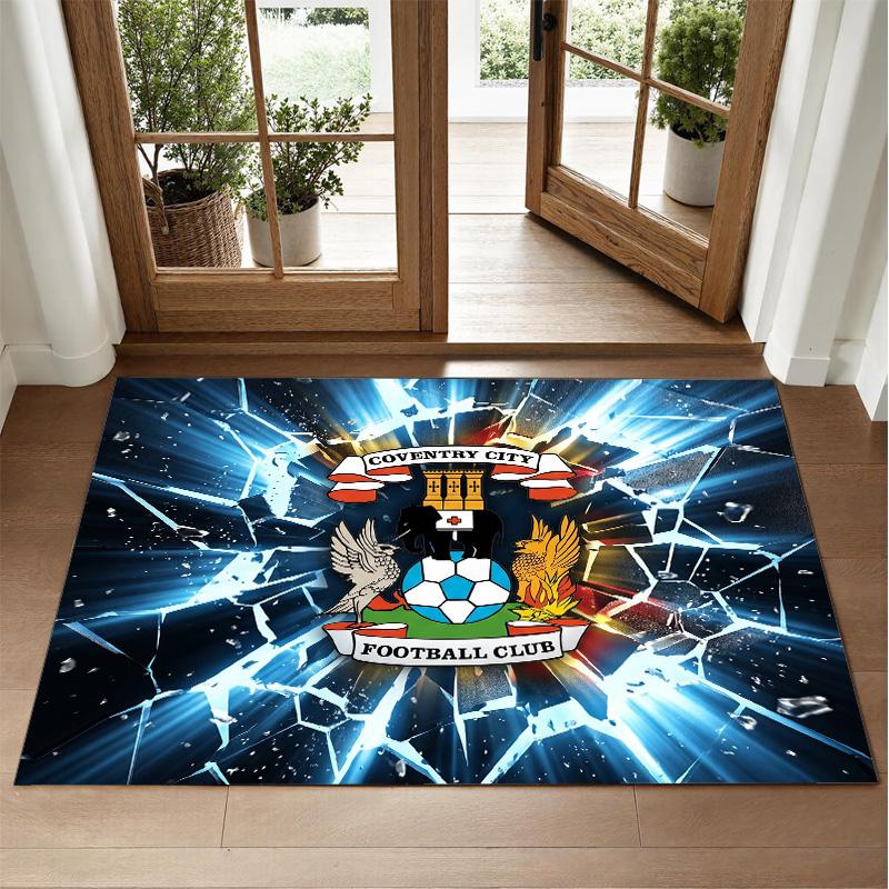 Coventry City Football Design Crystal Velvet Rug Soft Decorative Mat for Bedroom Entrance