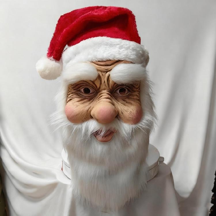 Santa Latex Face Mask Skin Friendly Comfortable For Holiday Performances Photo Booths And Seasonal Costume Accessories