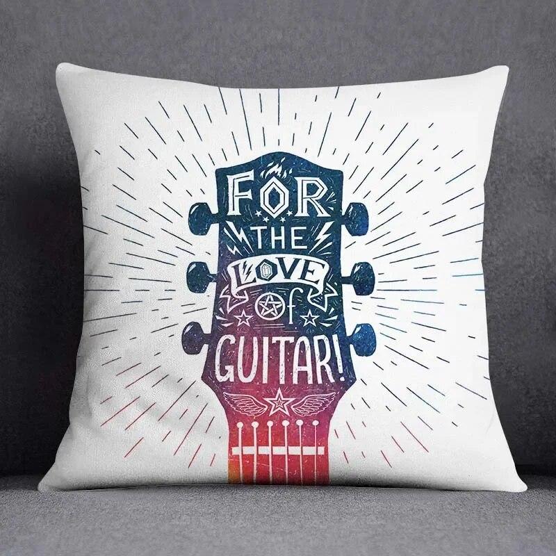 Musical Note Guitar Series Pattern Home Decoration Pillow Case Square Office Cushion Cover