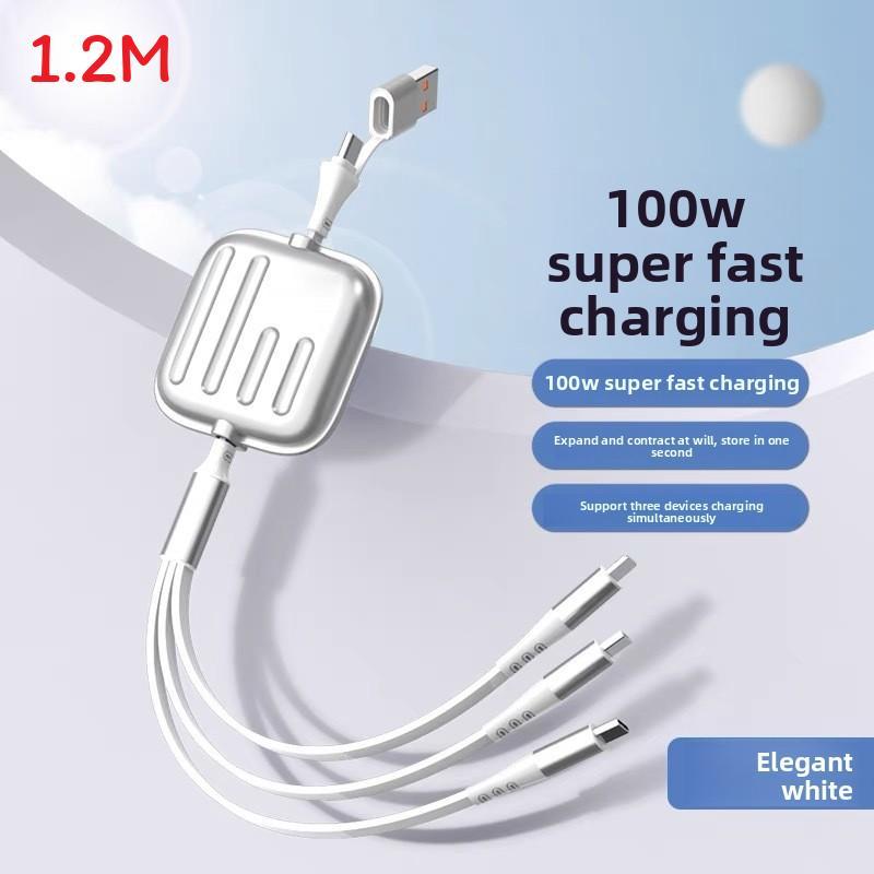 100w Fast Charging Data Cable With 12m Extensible Design For Apple Huawei Oppo Devices