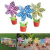 3Pcs Colorful Small Windmills with Flowerpots Ornament Desktops Decorations Cute Pinwheels Garden Lawn Kids Photo Props