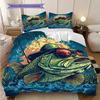 Fish Pattern Bedding Quilt Set Quilt Cover Pillowcase Home Decoration Birthday Gift (1 * duvet cover + 2 * pillowcase, without core)