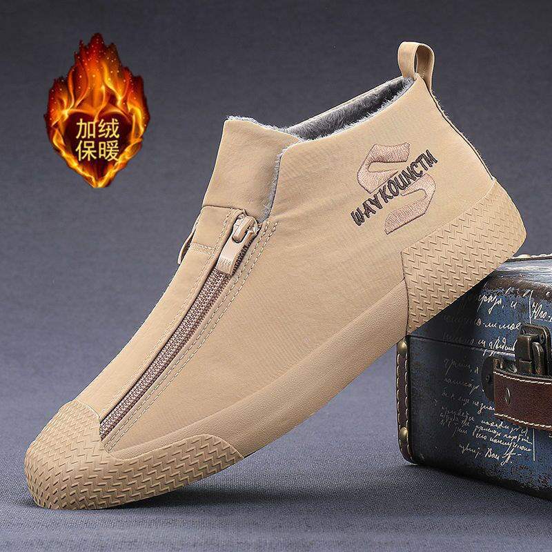 

Зимняя мужская обувь Корейская версия бархатные теплые хлопковые туфли повседневная обувь обувь с высоким верхом британские кожаные туфли обувь на одном педале ленивая обувь кеды 44 leather shoe size