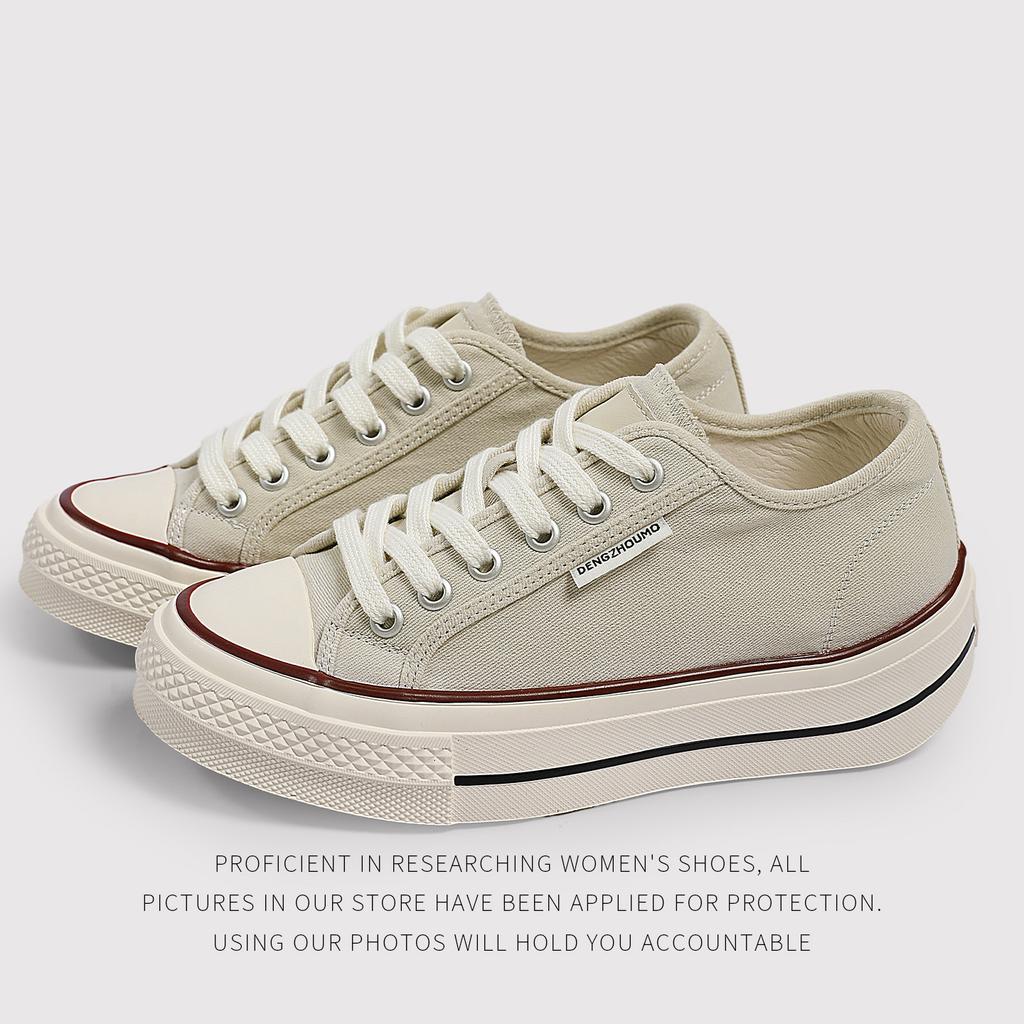 6Cm First Layer Cowhide Inner Sheepskin Insole Mango Head Canvas Shoes Women'S Shoes Summer Thin Board Shoes Versatile