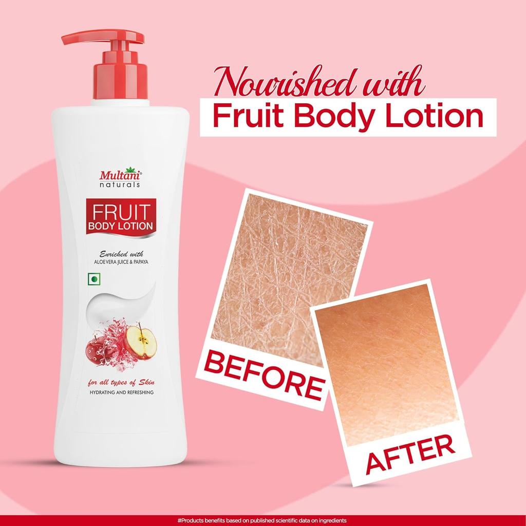 Multani Naturals Fruit Body Lotion 400 Ml Pack of 1 Moisturizing Lotion For Dry Skin Papaya Aloe Vera Hydrating Men Women