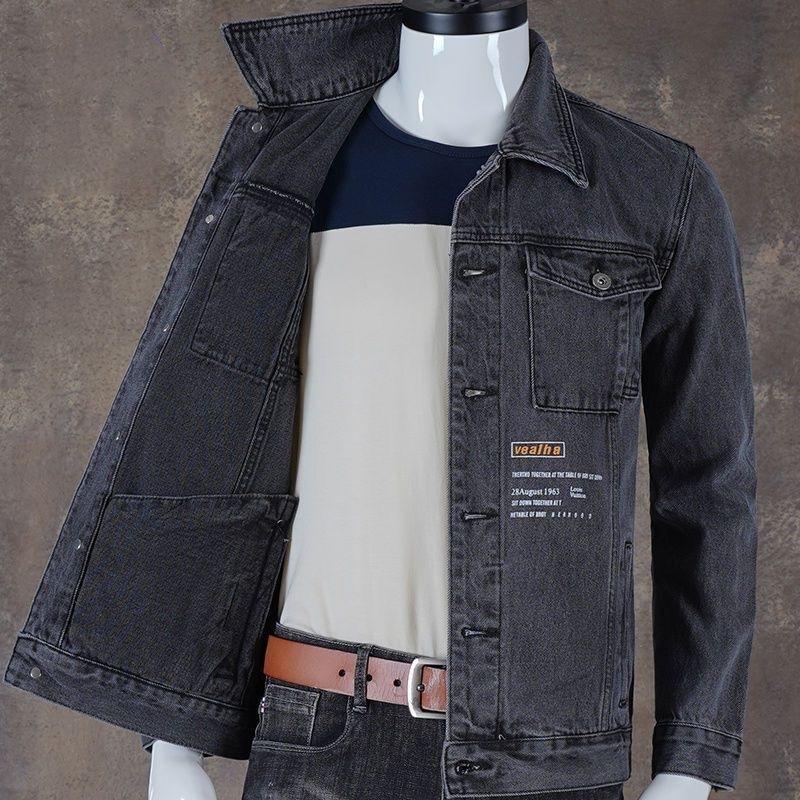 New Denim Jacket Men's Loose Lapel Top Autumn and Winter Jacket Denim