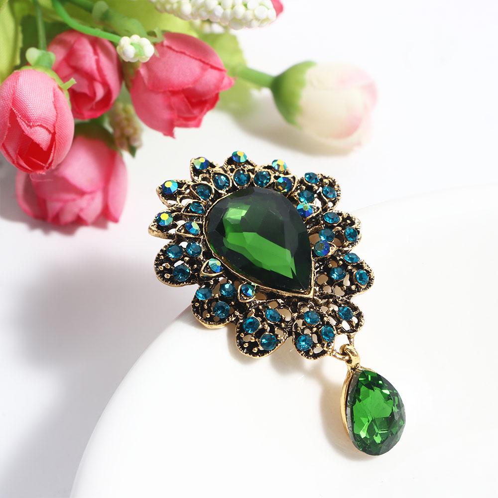 Wedding Big Water Drop Dress Crystal For Women Corsage Brooch Pins Fashion Accessories Jewelry