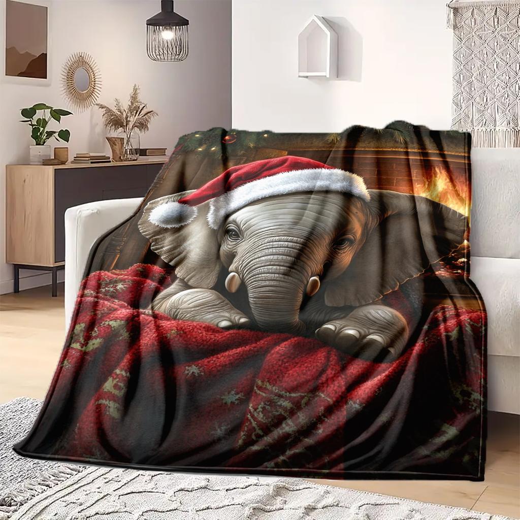 1Pc Cartoon Print Flannel Blanket, High Quality Comfortable for All Seasons, Home Decor, Warmth and Comfort, Perfect for Christmas Birthday Gift