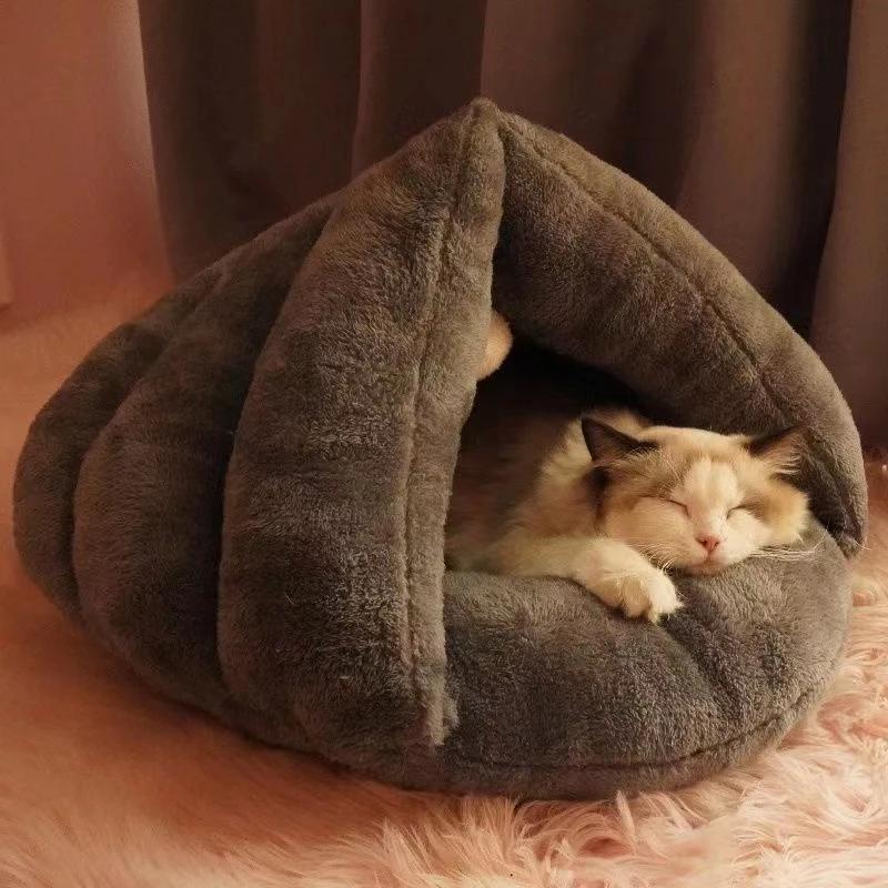 Triangle Soft Warm Pet Cat Dog bed Cave House Sleeping Bag Cushion Pad Tent Kitten Cozy Indoor Cushion Kennel Pet Accessories
