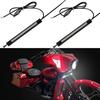 2PC Flexible White & Amber Motorcycle LED Fork Turn Signal Blinkers DRL Daytime Running Light Waterproof Adjustable Stips Bars Kit Universal Fit