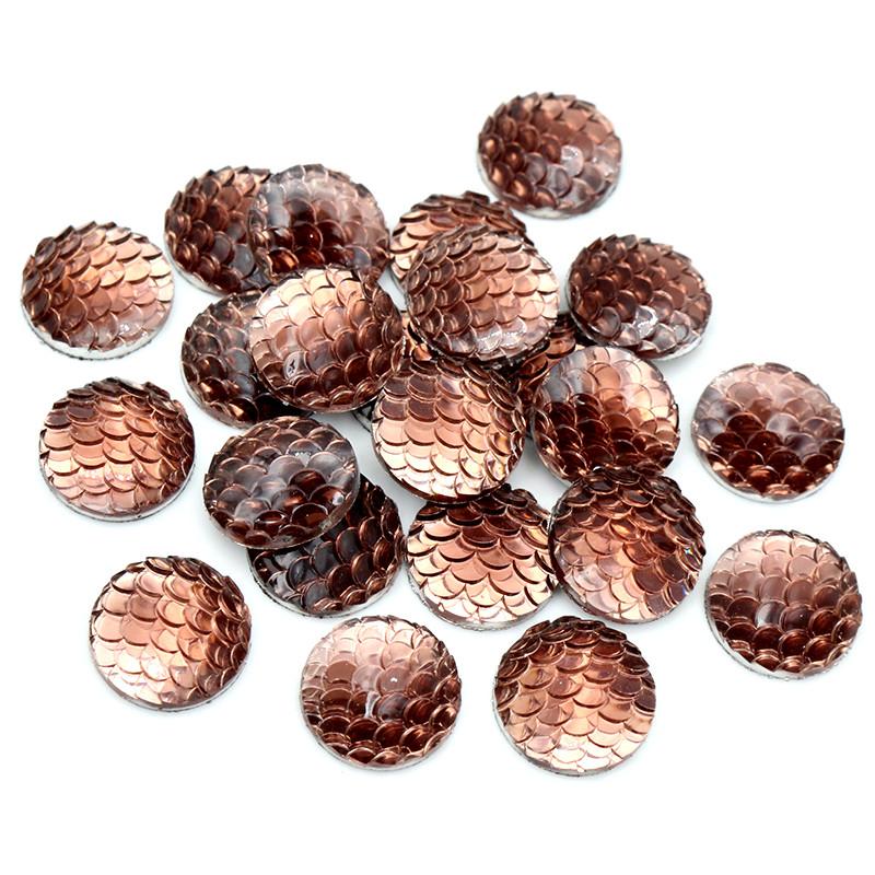 40pcs 8mm 10mm 12mm Mix Colors Mermaid Fish Scale Flat back Rhinestone Round Cabochon Embellishment Scrapbooking DIY Crafts